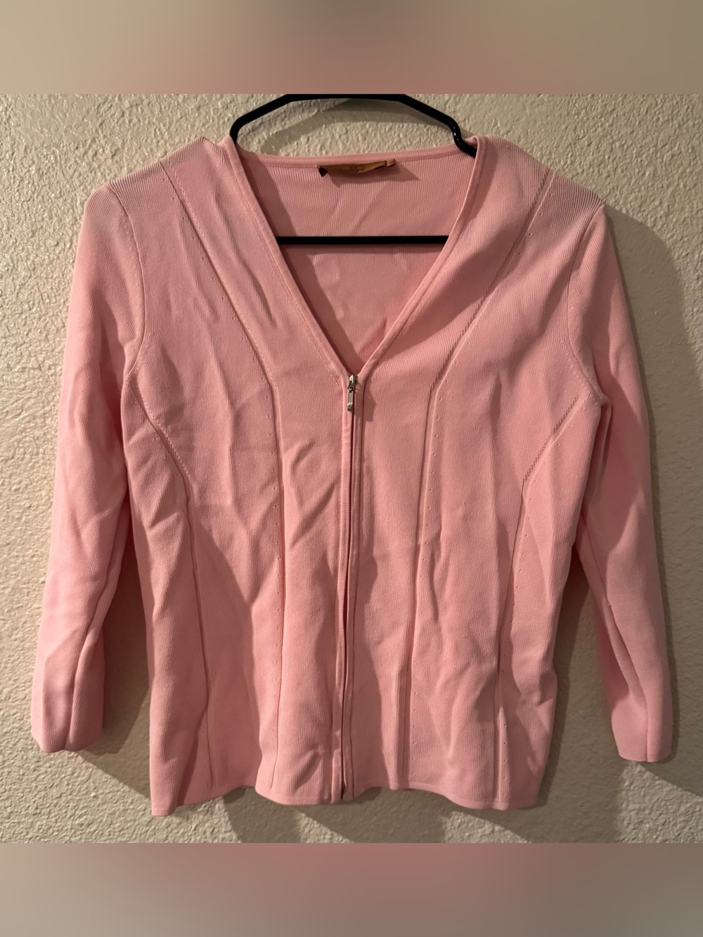 Belldini Pink V-Neck Zip Front Sweater